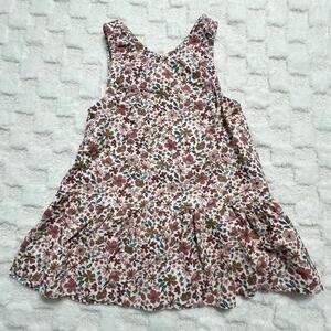 Tommy Bahama Girls Size 6 Floral Corduroy Jumper Dress Pink Snap